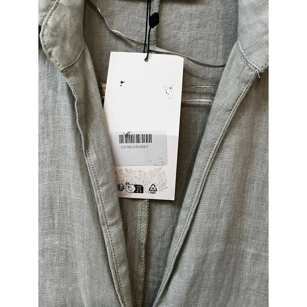 Zara NWT Sage Green Lovina Linen Short Sleeve Button Front Midi Dress sz XS NEW - Picture 9 of 15
